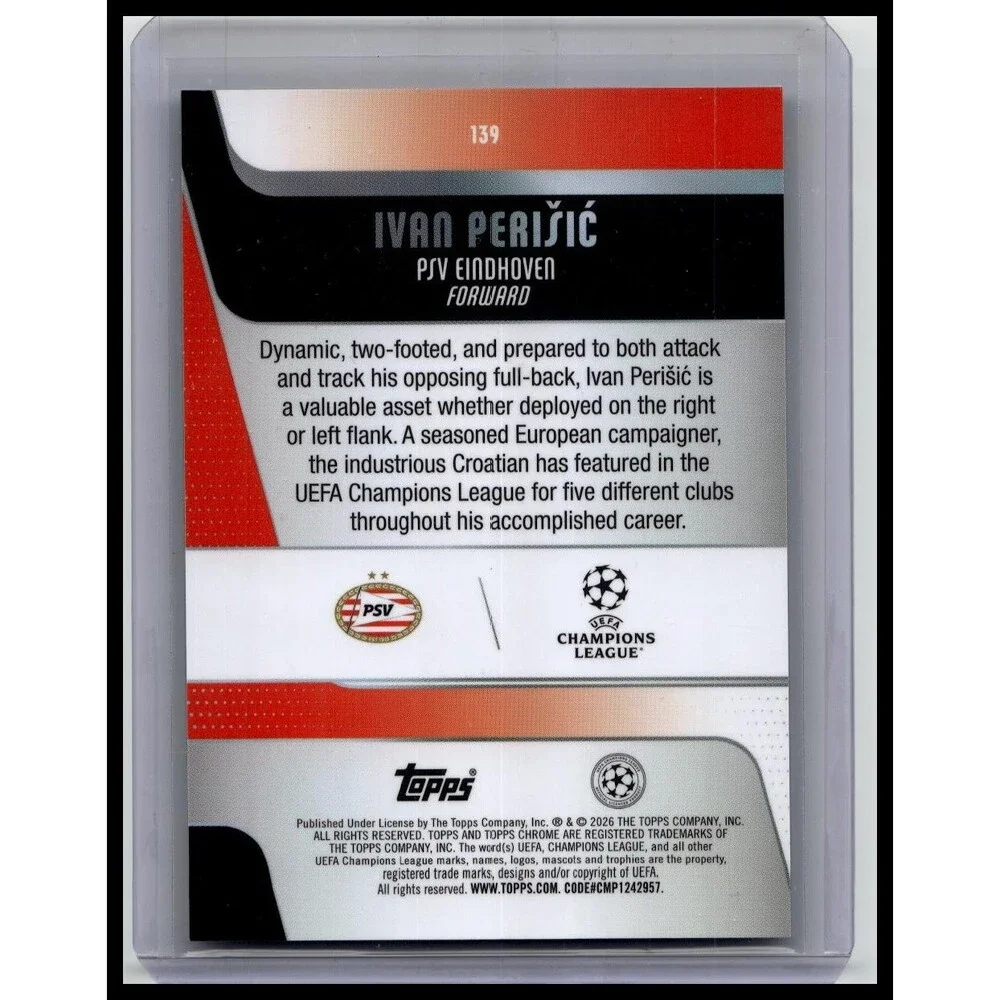 2025-26 Topps Chrome UEFA Ivan Perišić #139 PSV Aqua Lava Refractor #/199